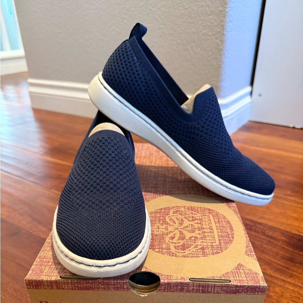 Born Navy Blue Mesh Slip-On Loafers